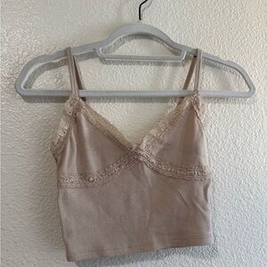 Lace Trim Ribbed Tank Top